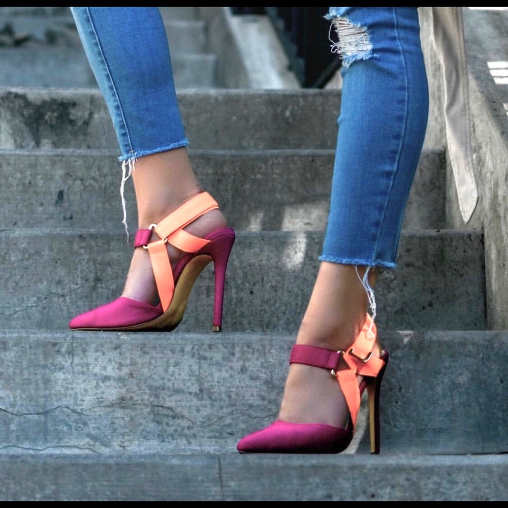 Orange Heels Pink High Heels Multicolor Slingback